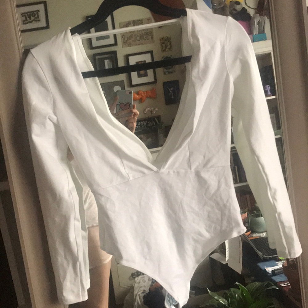 SOLD: NWT American Apparel white plunging bodysuit